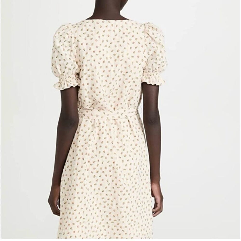 English Factory S Puff Sleeve Midi Dress Yellow Microfloral Cottagecore Milkmaid - Picture 3 of 14